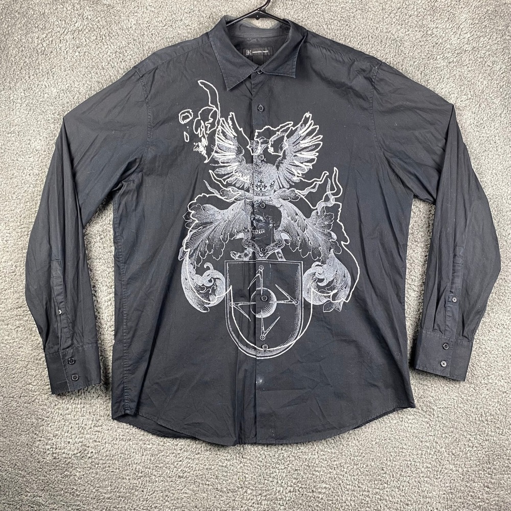 INC International Concepts Men's‎ Long Sleeve Emo Grunge Y2k Button Down Shirt L